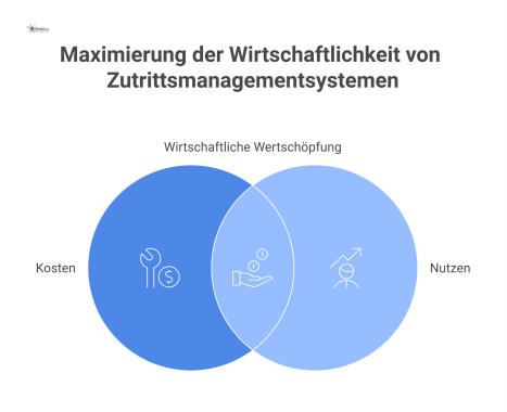 Hub-and-Spoke-Diagramm mit dem zentralen Knoten 'Wirtschaftlichkeitsanalyse'. Die Speichen zeigen die Hauptkriterien, unterteilt in 'Kosten' (Investition, Betrieb, Lebenszykluskosten) und 'Nutzen' (RO