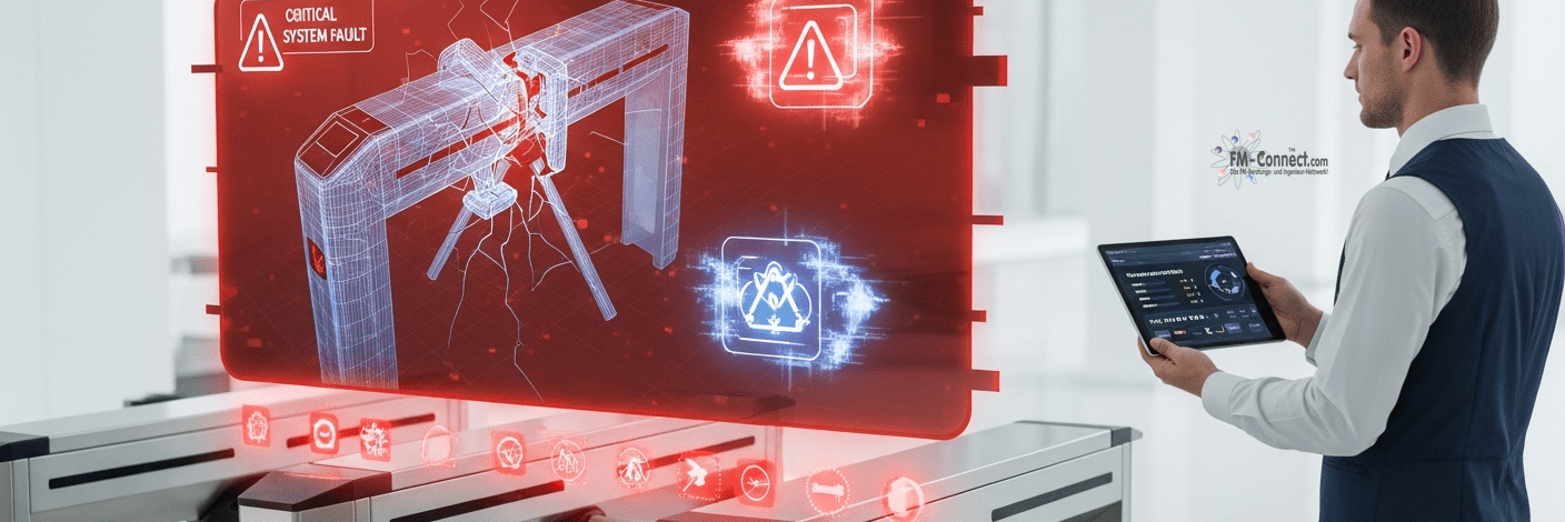 Darstellung von Systemausfällen und Betriebsunterbrechungen in Zutrittskontrollsystemen